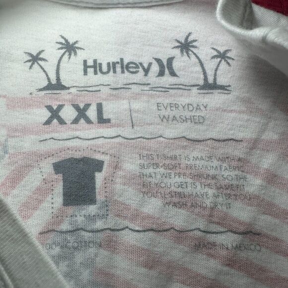Hurley White Red Blue Patriotic Logo Graphic T-Shirt Men XXL White 4th Of July - Picture 4 of 4